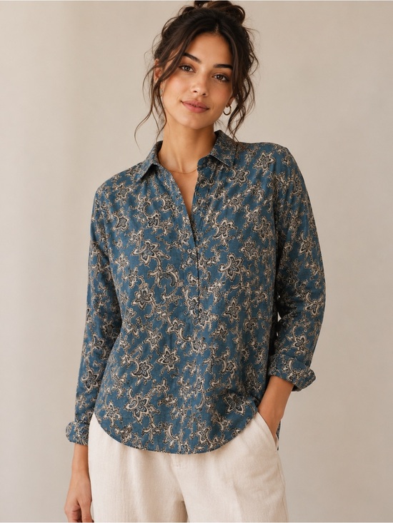 Pilcro Tops - Pilcro Blue Paisley Button-Down Shirt